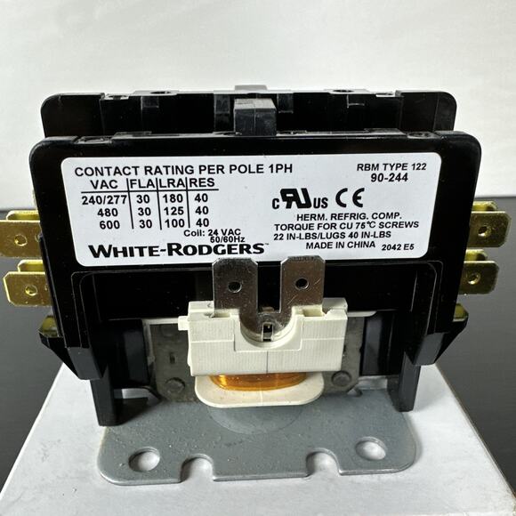 White Rodgers Magnetic Contactor 50/60Hz 30A 40A 2-Poles‎ 24VAC 90-244 - Picture 2 of 9